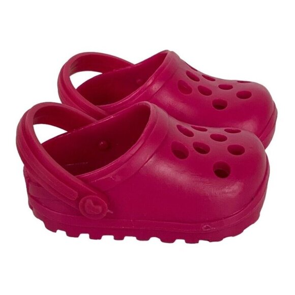 Our Generation Doll Shoe Lot Of 2 Pair Pink Plastic Clogs Silver Sparkly Flats - Picture 13 of 16